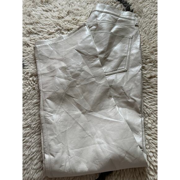 AGOLDE Recycled Leather 90's Pinch Waist Pants Powder Cream Sz 31,  $298 - Picture 14 of 16